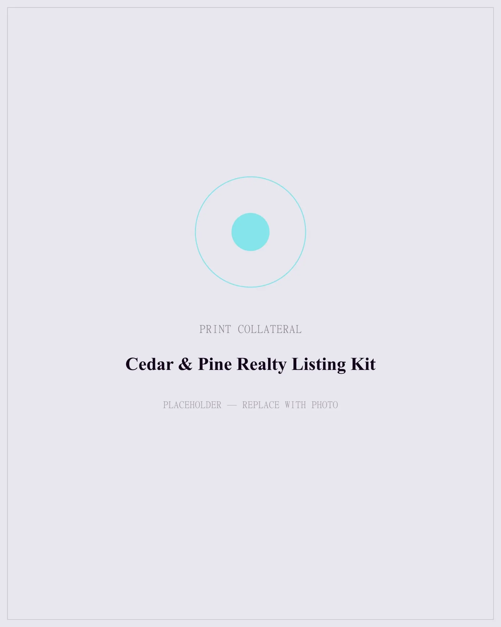 A real estate listing kit: a property brochure, a folded floor-plan sheet, a business card, and a leave-behind note card, in forest green and cream.