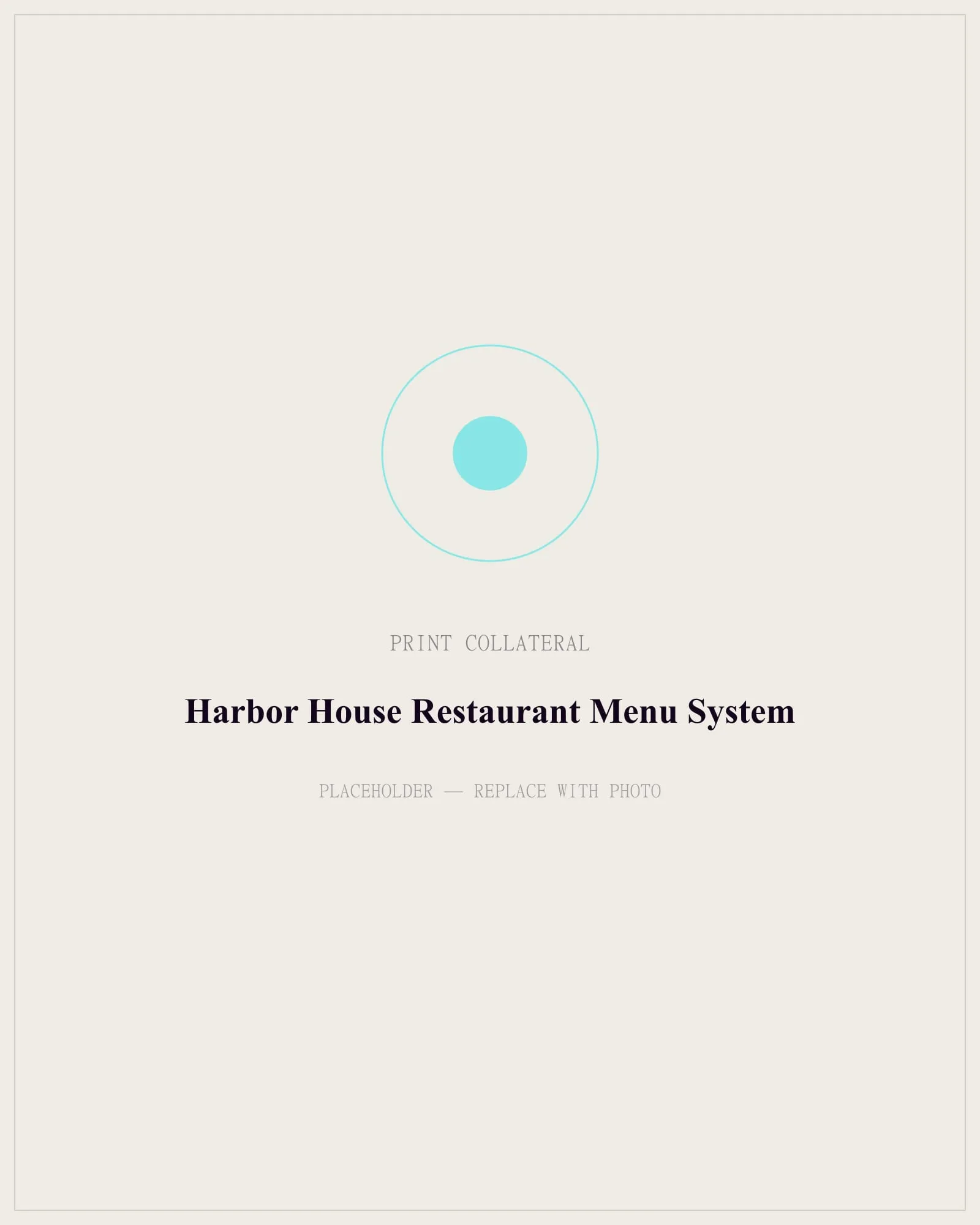 A restaurant menu set: a rigid dinner menu, a clip-in daily insert, a wine list, and a small dessert card, in navy and warm white.